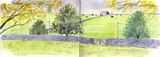 Monsal trail sketch, watercolour in moleskine sketchbook