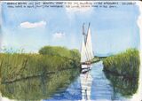 Norfolk Broads Sketch, watercolour in moleskine sketchbook