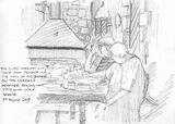The class working on their own projects in the cool of the shape on the terrace, another baking hot day with little breeze, 8th August 2019