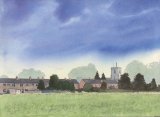 Towards St Marys Church, Swaffham Bulbeck, Watercolours on paper, 12x9