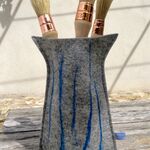 No 2 - Grey vase with blue brush strokes