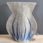 No 4 - Greige and blue vase with waisted neck