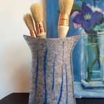 No 2 - Grey vase with blue brush strokes