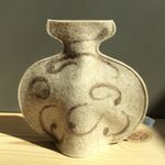 No 3 - Oat coloured vase with mocha swirls