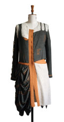 Designer hand and machine knitted coat inspired by Charles Rennie Mackintosh