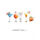 'Cocktail Time' Greeting Card £1.75 drinks, invite, cocktails, card for her, mother, mum, daughter, female, aunt, friends, happy birthday, greetings, friendship, fine art, contemporary, for sale, buy, blank inside, large, square, quality, fun