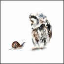 'What's Up' Greeting Card £1.75 contemporary birthday card, blank inside, owl, for her, wife, daughter, sister, mum, mother, large, quality, greetings card, fine art, watercolor, square, large, for sale, buy, get well, friend, best wishes, thank you, beautiful, cute,