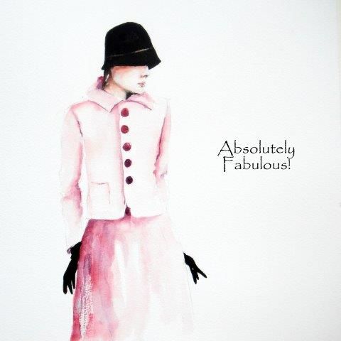 contemporary, art, birthday, card, greeting, women, female, fabulous, fashion, watercolour fine art, dressed up, sophisticated, posh,