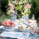 Afternoon Tea £1.75 Country Style, Greeting Card, happy Birthday, for Mothers Day, Card for Easter, Floral, Flower card, get well soon, art card, watercolor art card