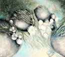 By the Seashore £695 impressionist, textural, landscape, seascape, ocean, art, contemporary, seaweed, rock