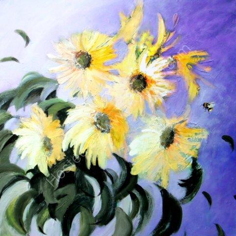 greeting, card, watercolour, daisies, bee, birthday, Easter, flowers, mother, bees, celebration, anniversary
