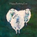'Happy Birthday Ewe' Greeting Card £1.75 sheep, ewes, card for him, her, brother, son, husband, dad, fathers day, wife, mother, sister, happy birthday, thank you, greetings, love, friends, fine art, contemporary, cute, blank inside, large, square, quality,