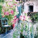Country Garden £1.75 cottage garden, birthday card, happy birthday, Mothers Day Card, get well soon, with sympathy, art card, designer, countryside theme, roses, watercolor, unique design,