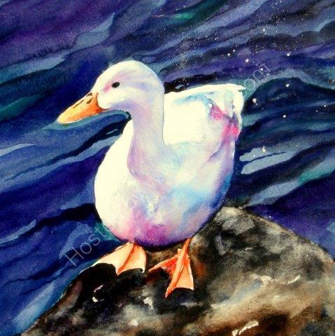 greeting, card, cute, Easter, art, watercolour, duck, female birthday, wildlife, blank inside, celebration, anniversary, art, birthday