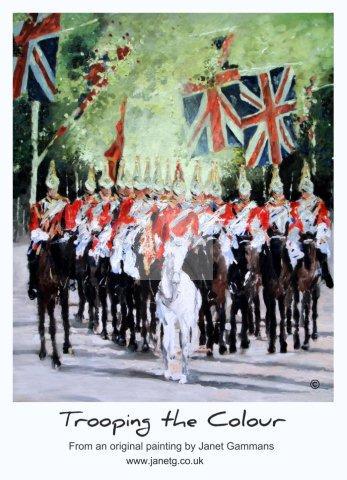 trooping, colour, royal, british, guards, horses, soldiers, art, poster, painting, union, Jack