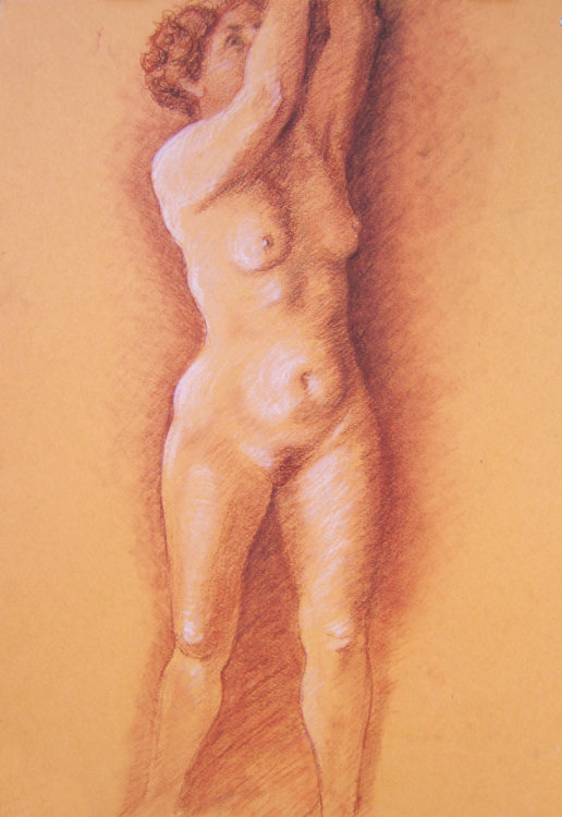 Model with hands raised