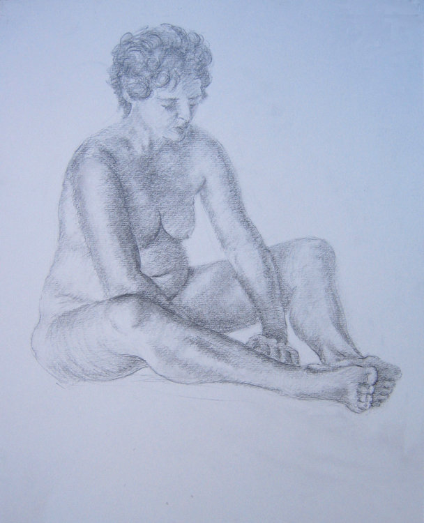 Model  sitting on floor