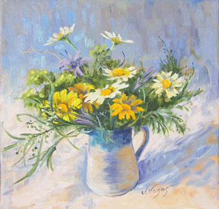 Margarites in Blue Jug
