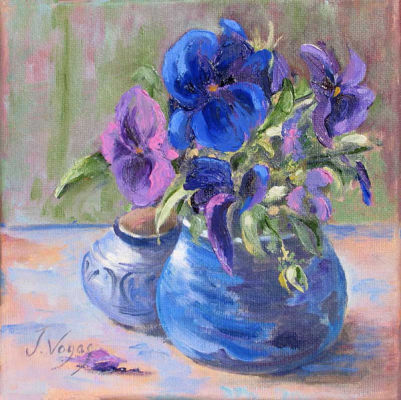 Pansies in Raku Pot