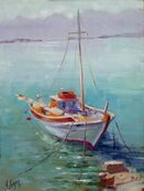 Moored boat in Elounda