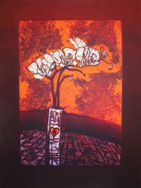 Autumn Orchid, collagraph