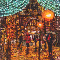 Christmas Market, Collagraph, 31x31 cm