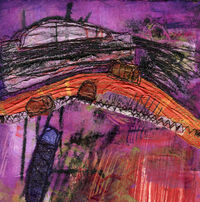 Untitled, collagraph, collage and stitch, 1/1, 15.5 x 15.5 cm