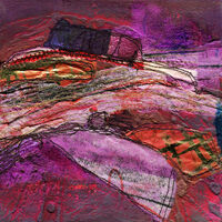 Untitled, collagraph, collage and stitch, 1/1, 15 x15 cm