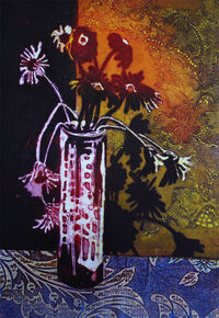 Late Little Blooms, collagraph
