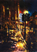 Late Night shopping, Collagraph