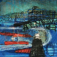 Untitled, Monotype, collage and stitch, 1/1, 15 x 15 cm