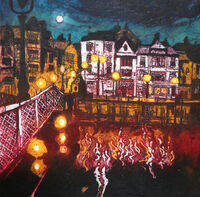 Whitby Lights I, collagraph, 31 x 31cm