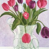 Tulips 1 - in a cream mount. Overall size 11.5x16 inches/29.5x40.5 cms £30 inc p&p UK only. Contact for overseas postage
