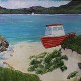 Hebridean Bay - Barra. in a gold frame. Overall size 20x15.5 inches/50x39 cms £60 inc p&p UK only. Contact for overseas postage