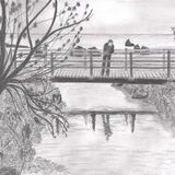 The Man on the Bridge, Cambo Burn - in a cream mount. Overall size 14x11 inches/35.5x27.5 cms £25 inc p&p UK only. Contact for overseas postage