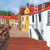 Pittennweem West Shore -1 in a cream mount. Overall size 14x11 inches/35.5x27.5 cms £35 inc p&p UK only. Contact for overseas postage
