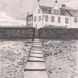 Stepping Stones, - black mount, black frame. Overall size 12x14 inches/30.2x35.4 cms £25 inc p&p UK only. Contact for overseas postage