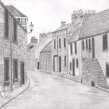 Cellardyke street - in a cream mount. Overall size 14x11 inches/35.5x27.5 cms £25 inc p&p UK only. Contact for overseas postage