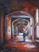 A Scholar in the Long Gallery <FONT COLOR="FAEBD7"><font size="3">(SOLD)</FONT></font>