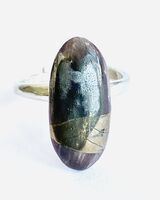 Purple porcelain ring with silver lustre.