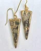 Triangle ceramic drop earrings with gold lustre.