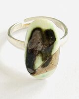 Porcelain and sterling silver ring