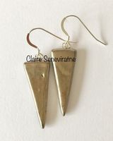 Silver porcelain triangle earrings.