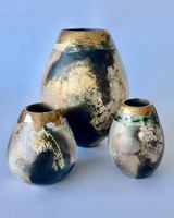 Group of 3 smoke fired pots.
