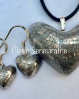 Silver heart jewellery set.