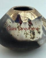 Ceramic fine art pot. Smoke fired in sawdust.