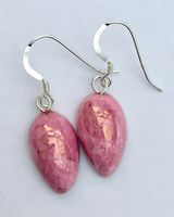 Pink teardrop ceramic earrings