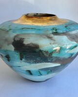 Large blue smoke-fired pot.