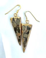 Triangle ceramic drop earrings with gold lustre.