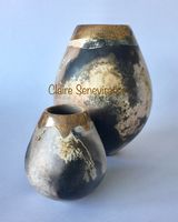 Group of 2 smoke fired pots.